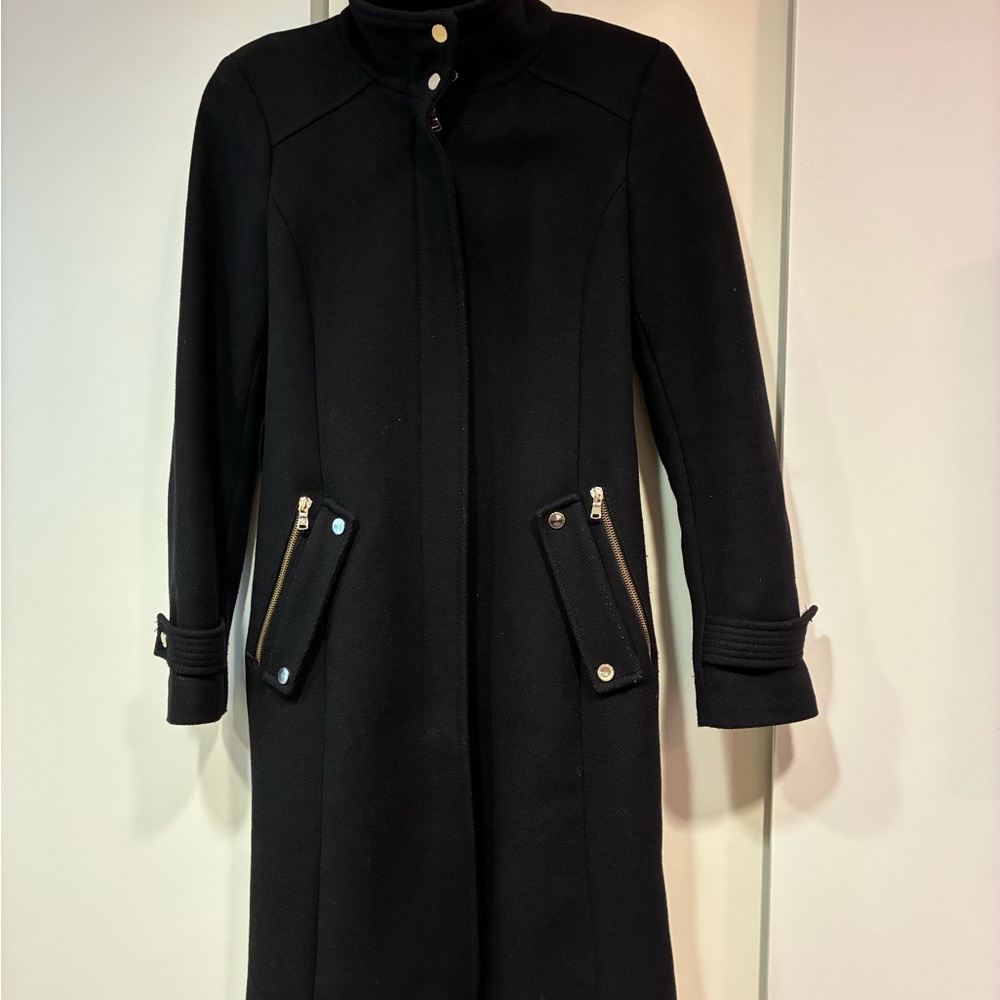 Zara Black Trench Coat with Zipper Details